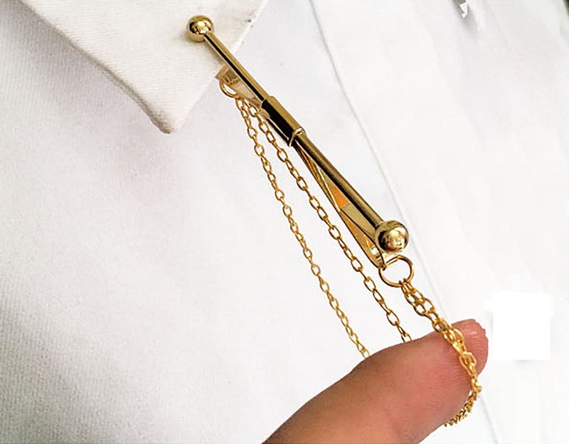 Geek-M 2PCS Tie Collar Bar Pin Set for Men - Classic Collar Clip with Hang Chain - Image 5